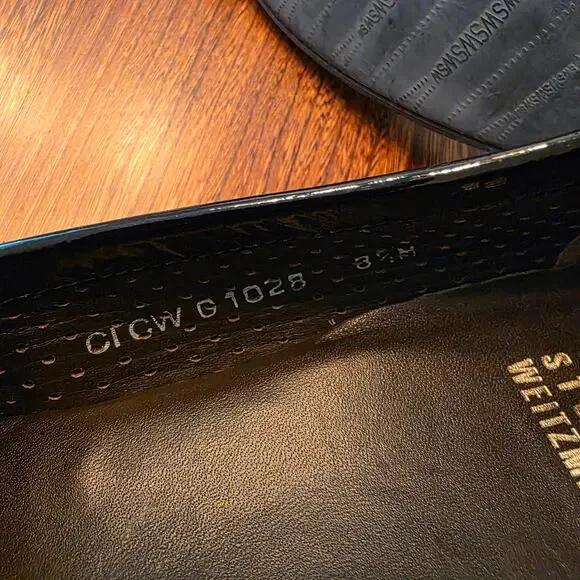 Stuart Weitzman timeless black patent leather Loafer Silver Buckle details 8.5 - Picture 9 of 10